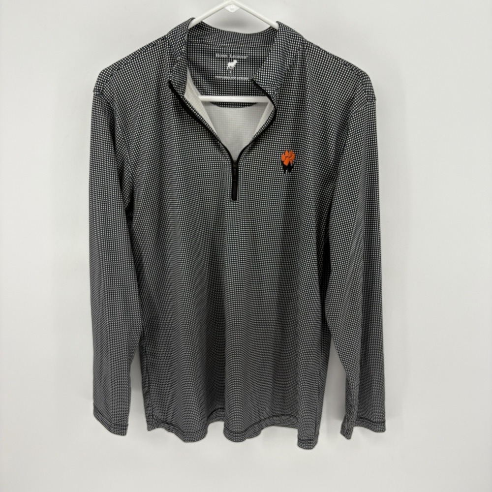 Horn Legend Performance Luxury Quarter Zip Pullover Mens L Micro Gingham Golf